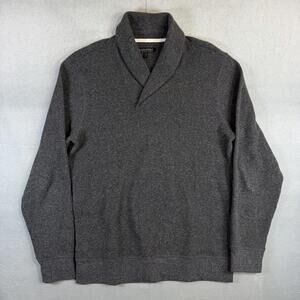 Banana Republic Shawl Neck Sweater Mens Medium Gray Ultra Soft Waffle Knit